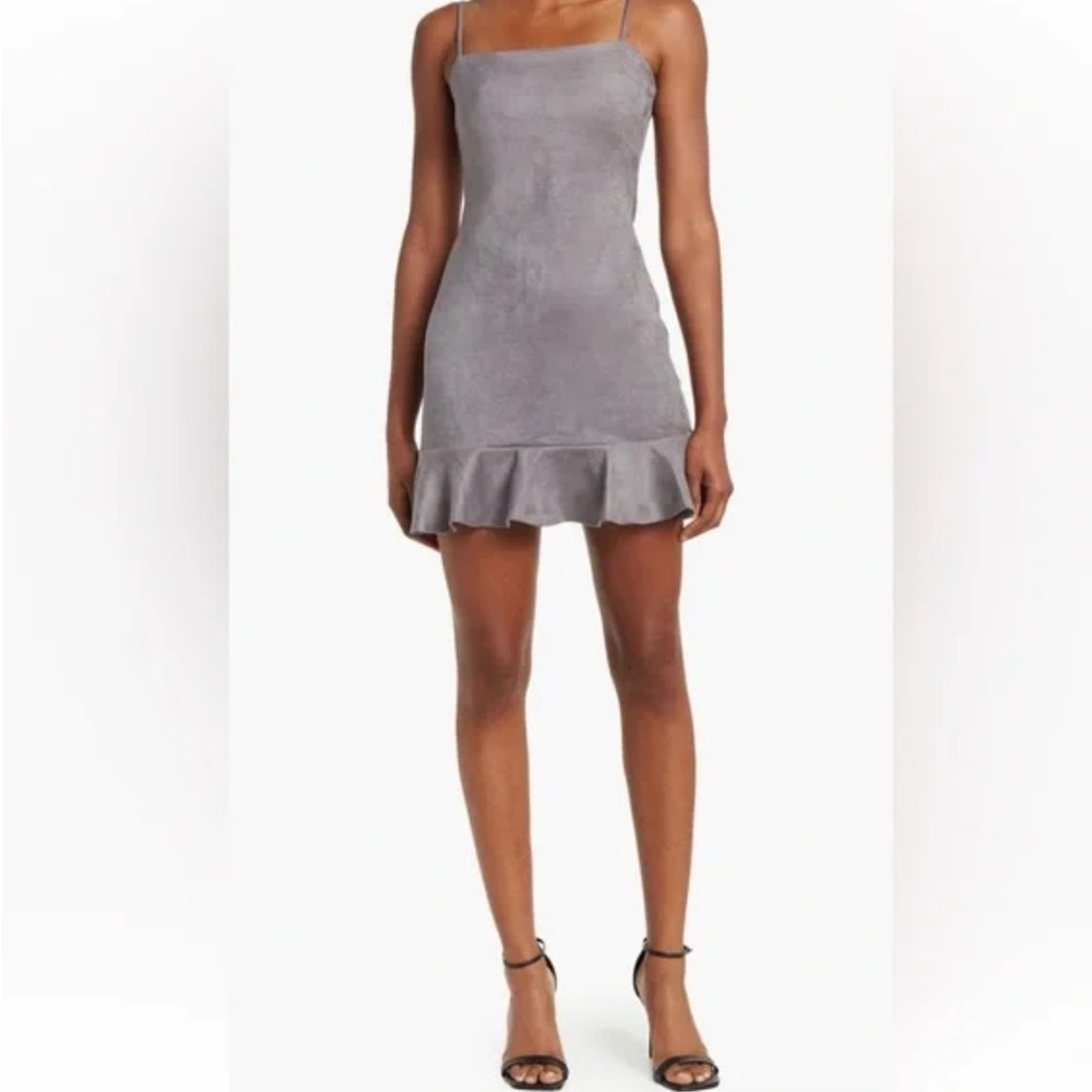 Susanna Monaco Ruffle Hem Faux Suede Mini Dress NWT in Large​​